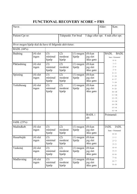 Functional Recovery Score (FRS)
