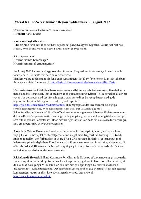 Referat fra TR-netværksmøde d. 30. august 2012 - Danske ...