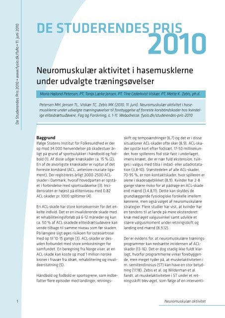 Neuromuskulær aktivitet i hasemusklerne under udvalgte ...