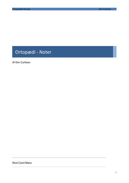 Ortopædi - Noter