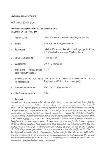 Fem nye rammeorganisationer - Udenrigsministeriet