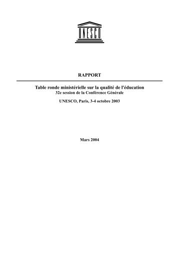 Rapport de la table ronde ministérielle sur la ... - unesdoc - Unesco