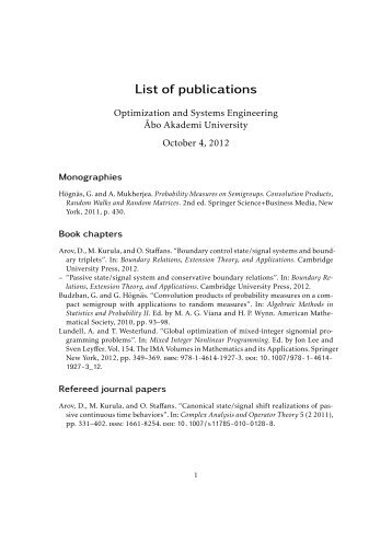 List of publications and presentations in pdf-format - Åbo Akademi