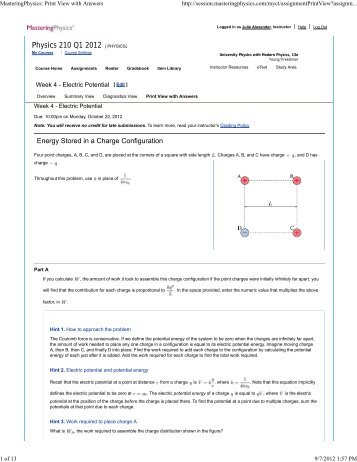 MasteringPhysics: Print View with Answers