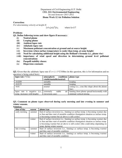 1 Department of Civil Engineering-IIT Delhi CEL 212: Environmental ...