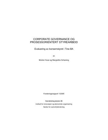 corporate governance og prosessorientert styrearbeid
