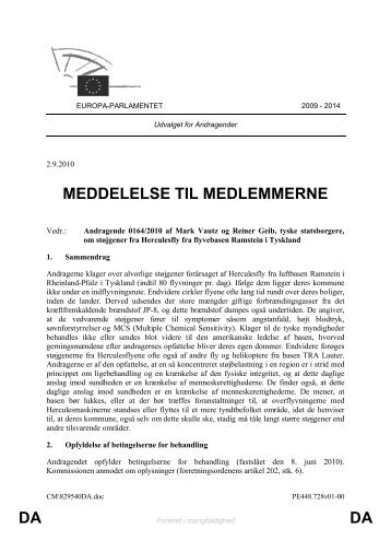 DA DA MEDDELELSE TIL MEDLEMMERNE - Europa