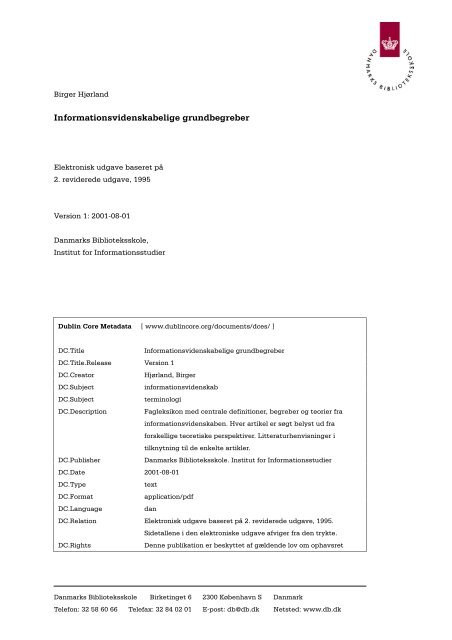 Informationsvidenskabelige grundbegreber / Version 1: 2001 ... - IVA