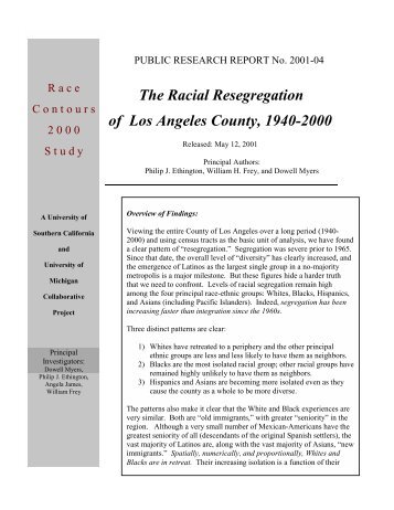 The Racial Resegregation of Los Angeles County, 1940-2000