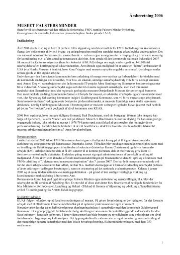Årsberetning 2006 MUSEET FALSTERS MINDER - Åbne Samlinger