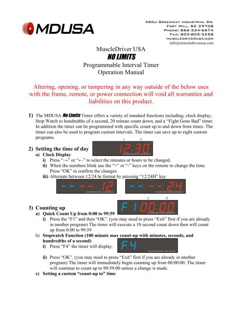 The Mdusa No Limits Programmable Interval Timer Manual