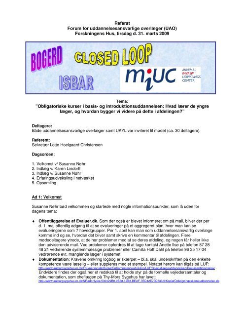 Referat Forum for uddannelsesansvarlige overlæger (UAO ...