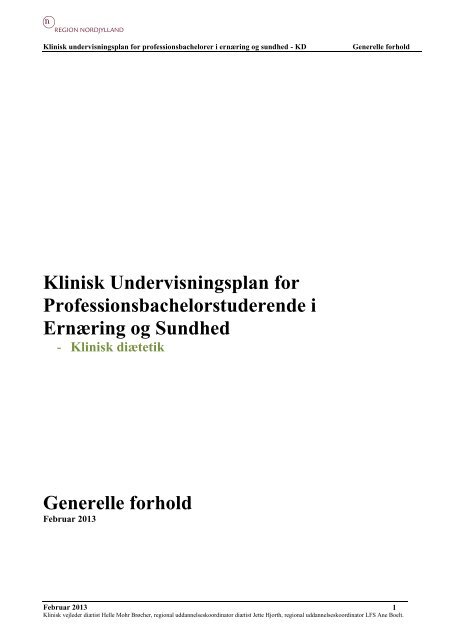 Klinisk Undervisningsplan for Professionsbachelorstuderende i ...