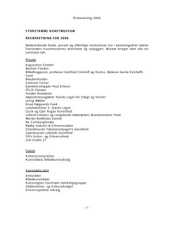 Årsberetning 2006 STORSTRØMS ... - Åbne Samlinger