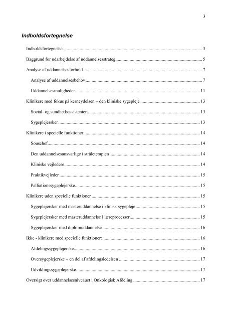 Uddannelsesstrategi Onkologisk Afdeling 2006 - 2010