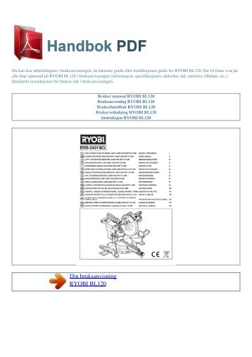 Bruker manual RYOBI BL120 - HANDBOK PDF