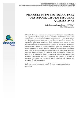 proposta de um protocolo para o estudo de caso em ... - Abepro