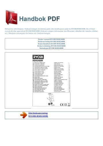 Bruker manual RYOBI RSH2400R - HANDBOK PDF