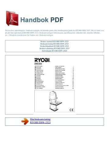 Bruker manual RYOBI EBW-2523 - HANDBOK PDF