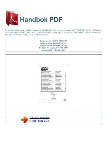 Bruker manual RYOBI RSH-2455 - HANDBOK PDF