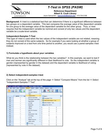 T-Test in SPSS (PASW)