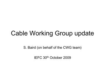 Cable Working Group update - CERN