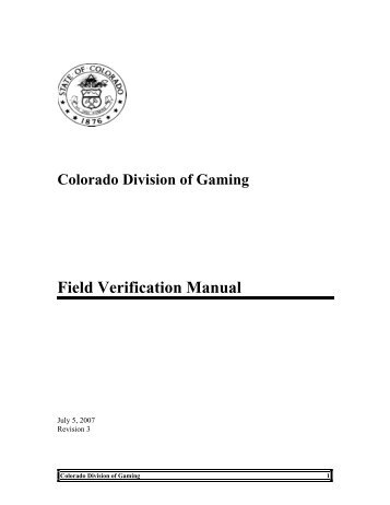 Field Verification Manual - Colorado.gov