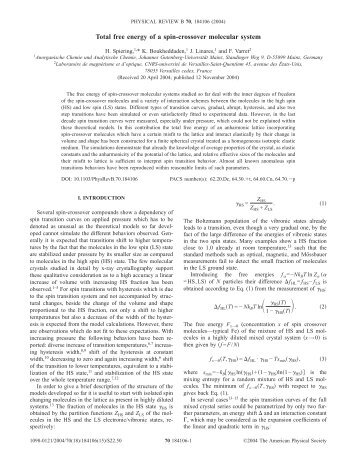 Total free energy of a spin-crossover molecular system