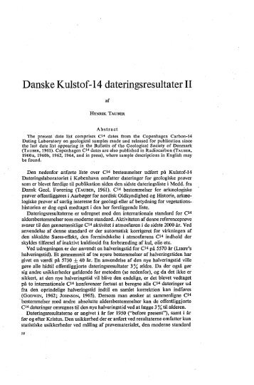 Danske Kulstof-14 dateringsresultater II - Dansk Geologisk Forening