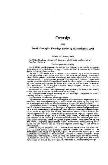 Oversigt over Dansk Geologisk Forenings møder og ekskursioner