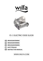 FS-3 ELECTRIC FOOD SLICER WWW.WILFA.COM
