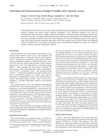 Fabrication and Characterization of Single-Crystalline ZnTe ...