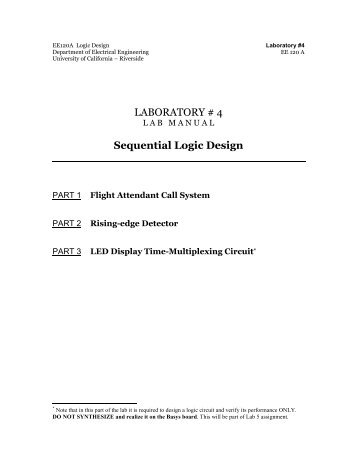 Lab 4 -- Sequential Logic Design - Department of Electrical ...