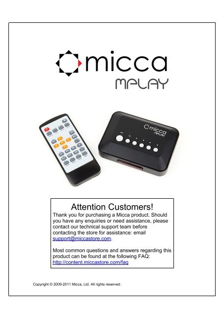Micca MPLAY User Manual - Micca Store!