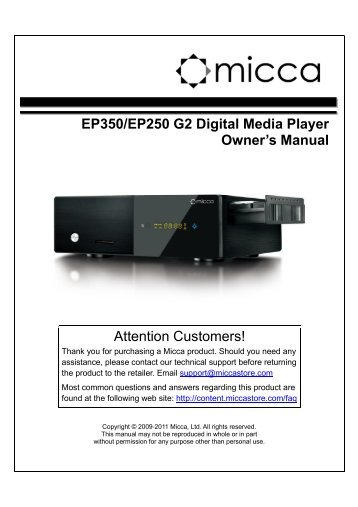 Micca EP350-EP250 G2 User's Manual - Micca Store!