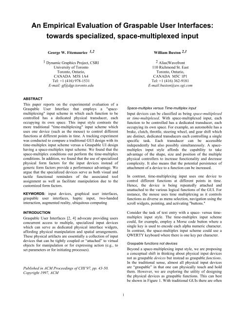 An Empirical Evaluation of Graspable User Interfaces: - CiteSeerX