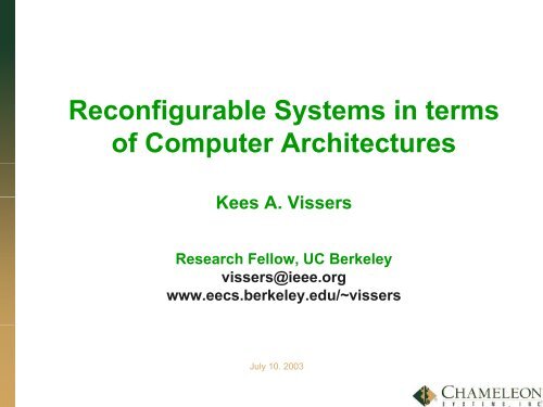 Reconfigurable systems in terms of computer architectures