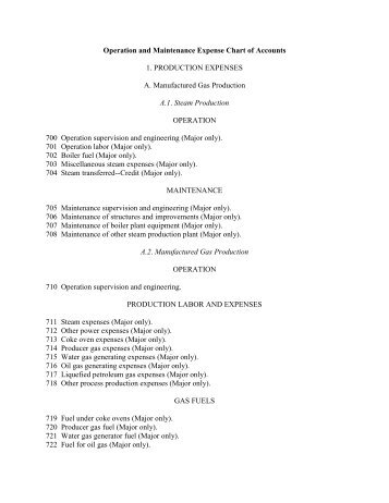 Operation and Maintenance Expense Chart of Accounts 1 ...