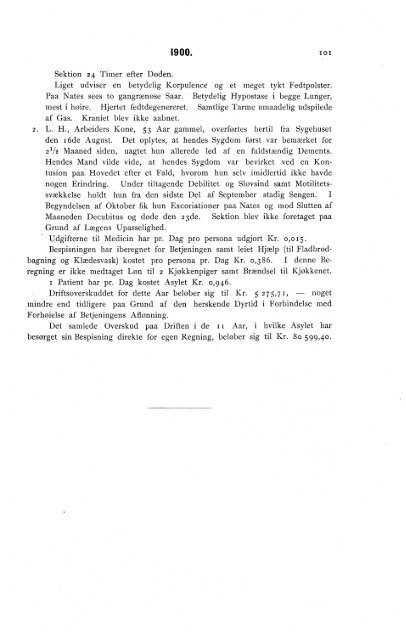 Oversigt over Sindssygeasylernes Virksomhed i aaret 1900