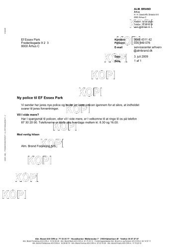 Forsikringspolicen for Essex Park(Alm. Brand) - E/F Essex Park ...