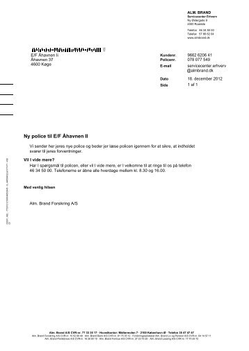 Ny police til E/F Åhavnen II - Ejerforeningen Åhavnen II