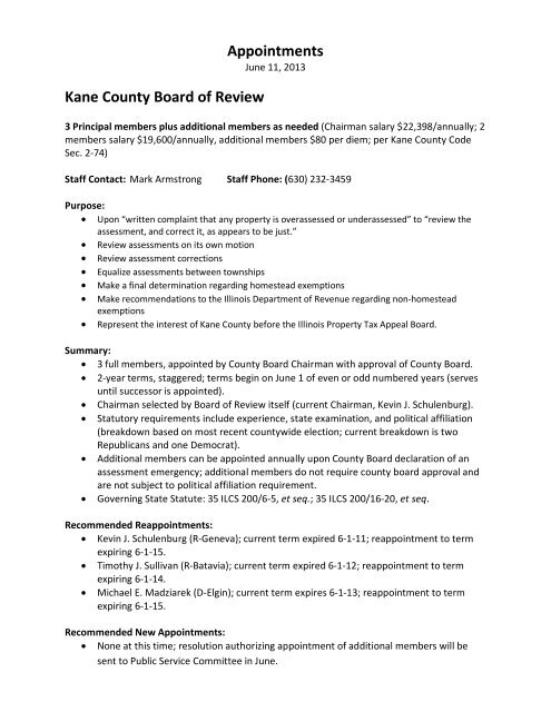 A G E N D A COUNTY BOARD, COUNTY OF ... - Kane County, IL