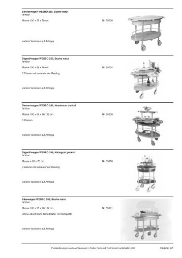 Servierwagen WESBO 250, Buche natur fahrbar Masse 100 x 55 x ...