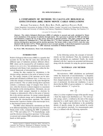 a comparison of methods to calculate biological effectiveness (rbe)