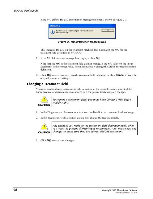 MOSAIQ User's Guide - UCSF Radiation Oncology