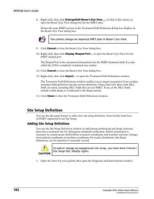 MOSAIQ User's Guide - UCSF Radiation Oncology