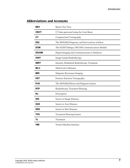 MOSAIQ User's Guide - UCSF Radiation Oncology