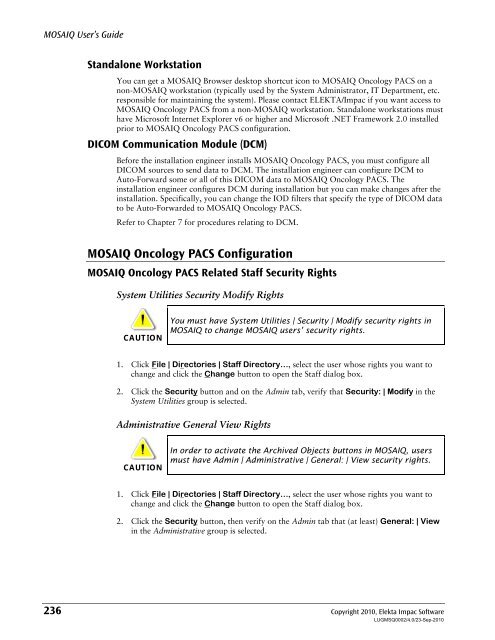 MOSAIQ User's Guide - UCSF Radiation Oncology