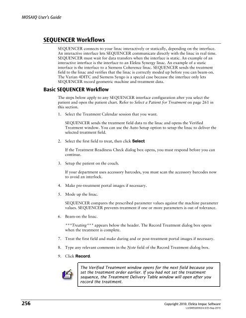 MOSAIQ User's Guide - UCSF Radiation Oncology