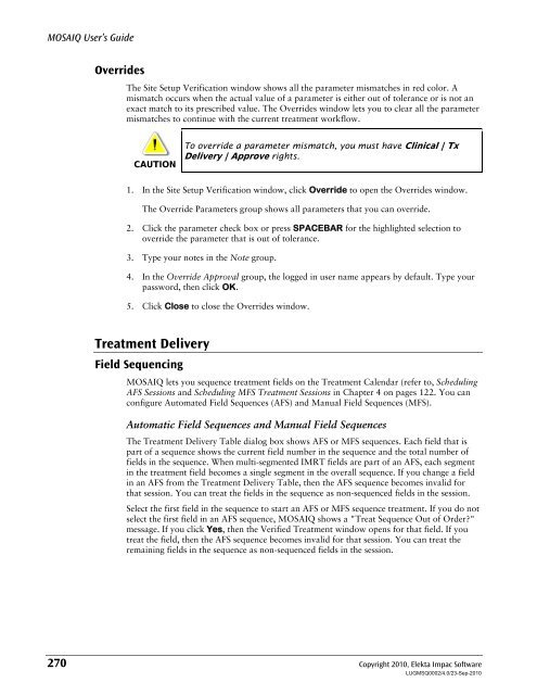 MOSAIQ User's Guide - UCSF Radiation Oncology